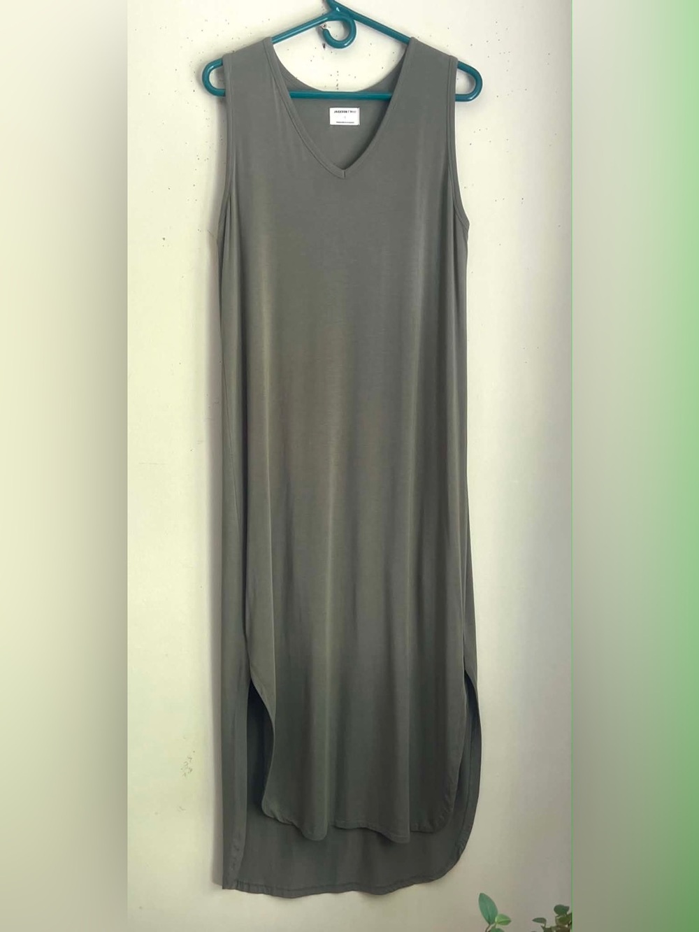 Jackson Rowe Olive Green Sleeveless V-Neck Maxi Dress